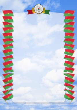 Çerçeve ve bayrak ve silah kat Burkina Faso ile sınır. 3D çizim