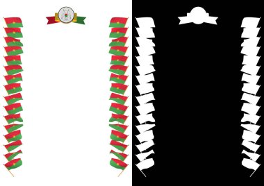 Çerçeve ve bayrak ve silah kat Burkina Faso ile sınır. 3D çizim