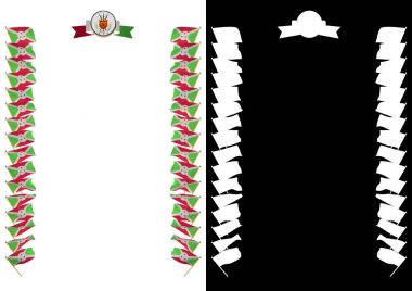 Çerçeve ve Burundi bayrağı ve askeri üniformaları ile sınır. 3D çizim