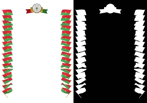 Каркас и граница с флагом и гербом Буркина-Фасо. 3d иллюстрация — стоковое фото