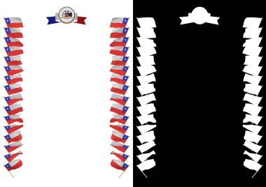 Çerçeve ve bayrak ve silah kat Şili sınırına. 3D çizim