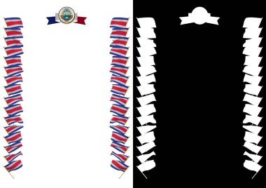 Çerçeve ve bayrak ve silah kat Kosta Rika ile sınır. 3D çizim