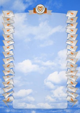 Çerçeve ve bayrak ve silah kat Kıbrıs ile sınır. 3D çizim