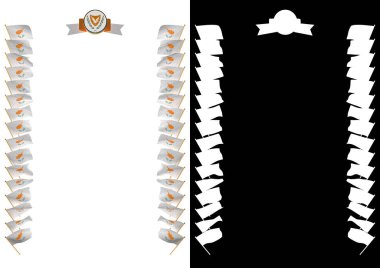 Çerçeve ve bayrak ve silah kat Kıbrıs ile sınır. 3D çizim