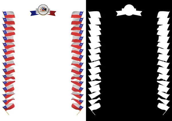 Ramki i granicy z flaga i herb Chile. ilustracja 3D — Zdjęcie stockowe