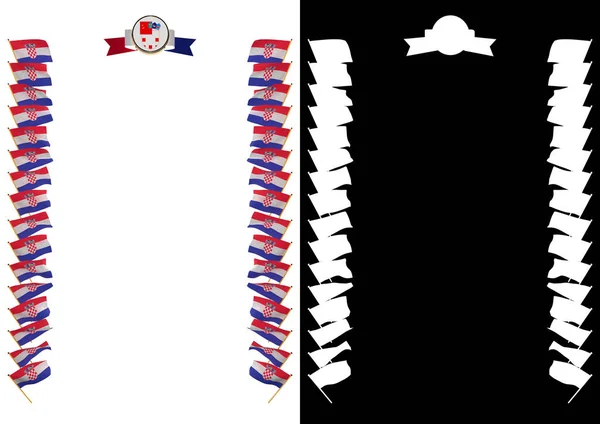 Rahmen und Rand mit Fahne und Wappen Kroatiens. 3D-Illustration — Stockfoto