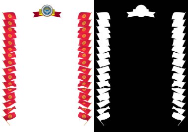Çerçeve ve bayrak ve askeri üniformaları Kırgızistan ile sınır. 3D çizim