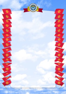 Çerçeve ve bayrak ve askeri üniformaları Kırgızistan ile sınır. 3D çizim