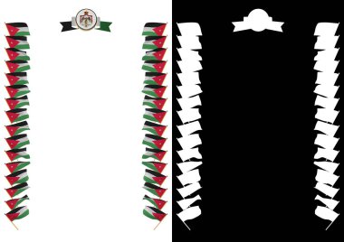 Çerçeve ve bayrak ve askeri üniformaları Jordan ile sınır. 3D çizim