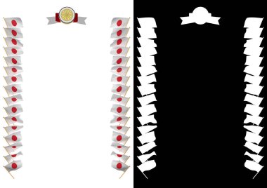 Çerçeve ve bayrak ve askeri üniformaları Japonya ile sınır. 3D çizim