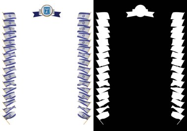 Çerçeve ve bayrak ve silah kat İsrail sınırında. 3D çizim