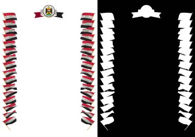 Çerçeve ve bayrak ve silah kat Irak ile sınır. 3D çizim