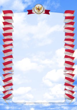 Çerçeve ve bayrak ve silah kat Endonezya ile sınır. 3D çizim