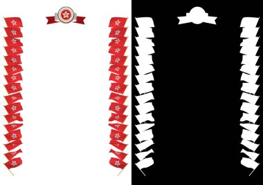 Çerçeve ve bayrak ve silah kat Hong Kong sınırında. 3D çizim