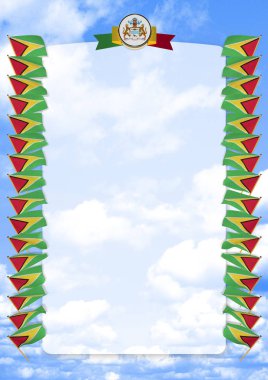 Çerçeve ve bayrak ve silah kat Guyana sınırında. 3D çizim