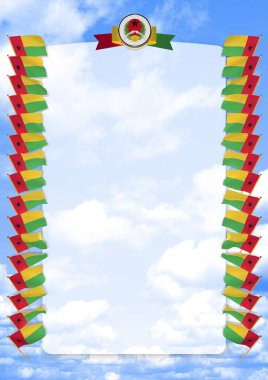 Çerçeve ve bayrak ve askeri üniformaları Gine Bissau ile sınır. 3D çizim