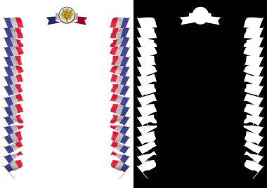 Çerçeve ve bayrak ve askeri üniformaları Fransa ile sınır. 3D çizim