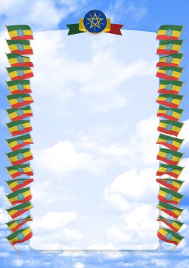 Çerçeve ve bayrak ve silah kat Etiyopya ile sınır. 3D çizim