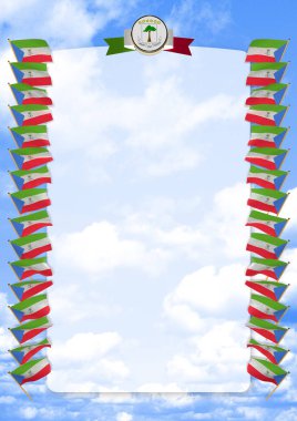 Çerçeve ve bayrak ve silah kat Ekvator Ginesi ile sınır. 3D çizim