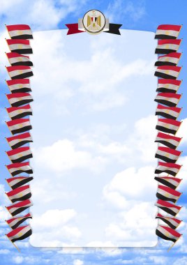 Çerçeve ve bayrak ve silah kat Mısır sınırında. 3D çizim