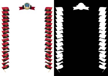 Çerçeve ve bayrak ve silah kat Angola sınırında. 3D çizim