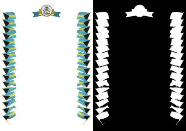 Çerçeve ve bayrak ve askeri üniformaları Bahamalar ile sınır. 3D çizim