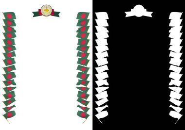 Çerçeve ve bayrak ve silah kat Bangladeş ile sınır. 3D çizim