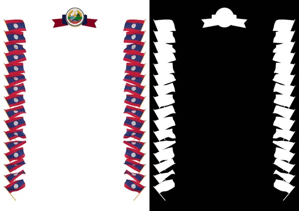 Πλαίσιο και τα σύνορα με τη σημαία και το εθνόσημο του Λάος. 3D απεικόνιση — Φωτογραφία Αρχείου