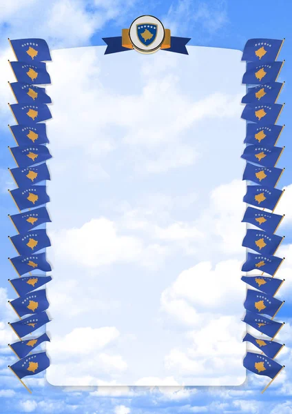 Çerçeve ve bayrak ve askeri üniformaları Kosova ile sınır. 3D çizim