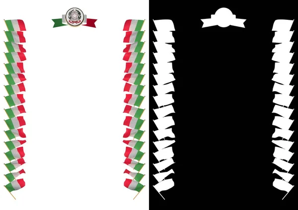 Frame en de grens met vlag en wapen van Italië. 3D illustratie — Stockfoto