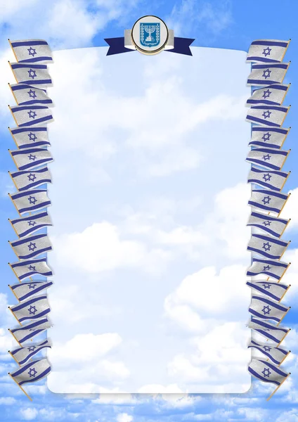 Çerçeve ve bayrak ve silah kat İsrail sınırında. 3D çizim