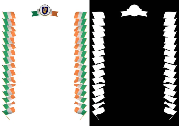 Каркасно-кордон з прапор і Герб Ірландії. 3D ілюстрація — стокове фото