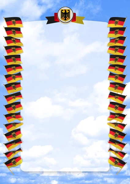 Çerçeve ve bayrak ve silah kat Almanya ile sınır. 3D çizim