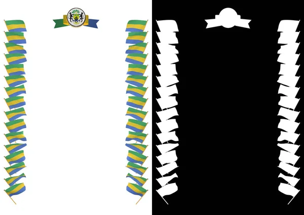 Ramki i granicy z flaga i herb Gabonu. ilustracja 3D — Zdjęcie stockowe