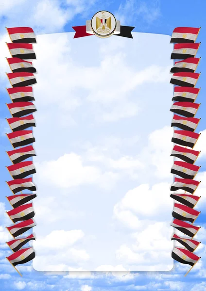 Çerçeve ve bayrak ve silah kat Mısır sınırında. 3D çizim