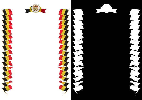 フレームは、旗、紋章付き外衣のベルギーとの国境。3 d イラストレーション — ストック写真