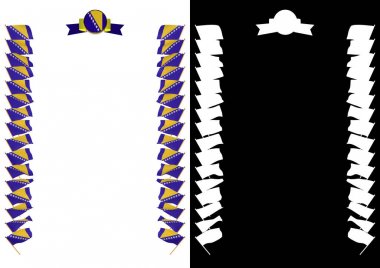 Çerçeve ve bayrak ve silah kat Bosna ve Hersek ile sınır. 3D çizim