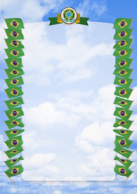 Çerçeve ve bayrak ve silah kat Brezilya sınırında. 3D çizim