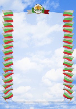 Çerçeve ve bayrak ve silah kat Bulgaristan ile sınır. 3D çizim