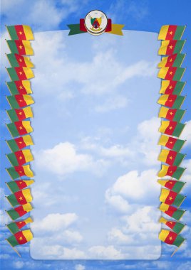 Çerçeve ve bayrak ve silah kat Kamerun ile sınır. 3D çizim