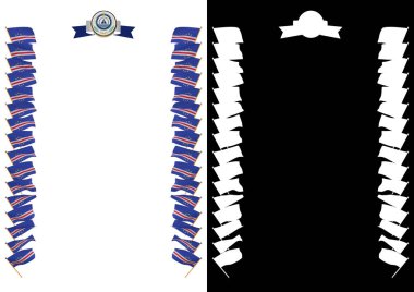 Çerçeve ve bayrak ve askeri üniformaları Cabo Verde ile sınır. 3D çizim