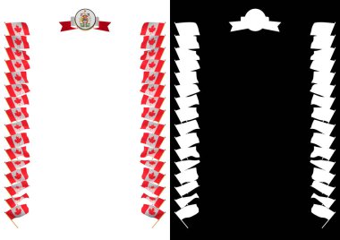 Çerçeve ve bayrak ve silah kat Kanada sınırında. 3D çizim