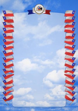 Çerçeve ve bayrak ve silah kat Şili sınırına. 3D çizim