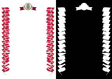 Çerçeve ve bayrak ve silah kat Danimarka ile sınır. 3D çizim