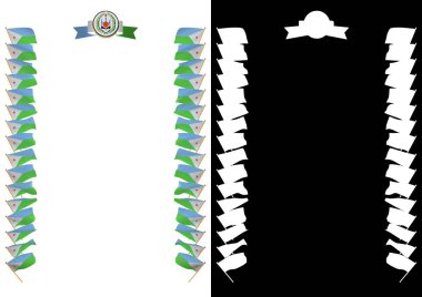 Çerçeve ve bayrak ve silah kat Cibuti ile sınır. 3D çizim