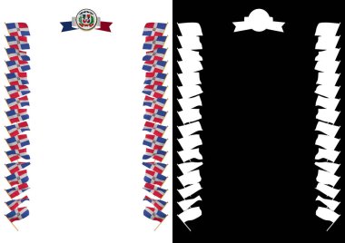 Çerçeve ve bayrak ve silah kat Dominik Cumhuriyeti ile sınır. 3D çizim