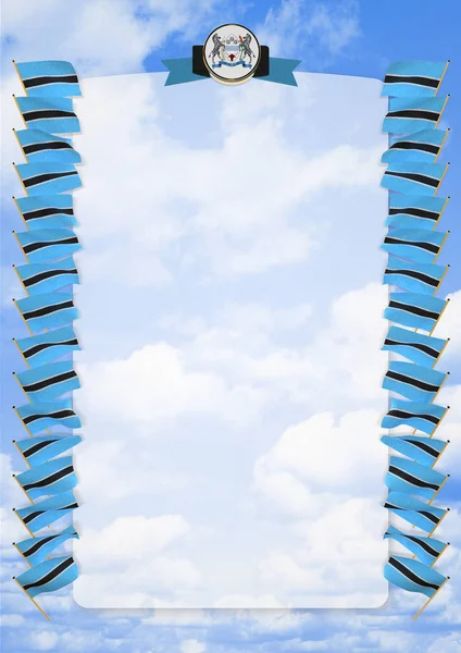 Çerçeve ve Botsvana bayrağı ve askeri üniformaları ile sınır. 3D çizim