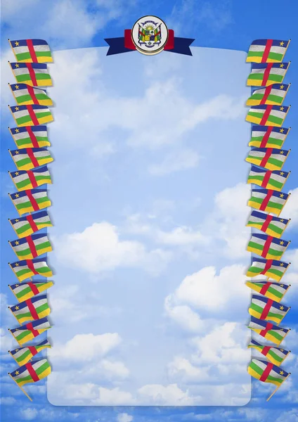 Çerçeve ve bayrak ve silah kat Orta Afrika Cumhuriyeti ile sınır. 3D çizim