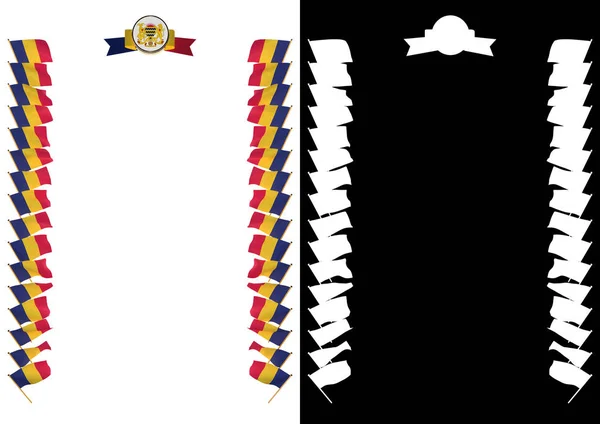 框架和边界与乍得旗帜和徽章。3d 图 — 图库照片