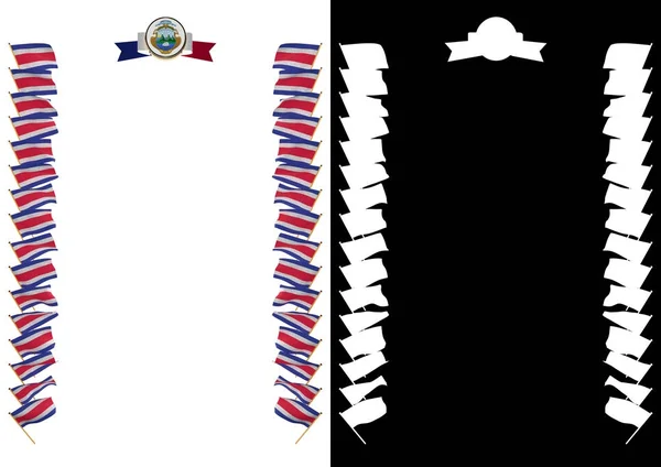 Cornice e bordo con bandiera e stemma Costa Rica. Illustrazione 3d — Foto Stock